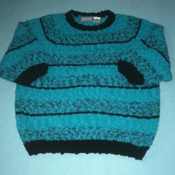 𝅺HONORS vintage knit crewneck popcorn texture 3/4 sleeves size L - Picture 1 of 6